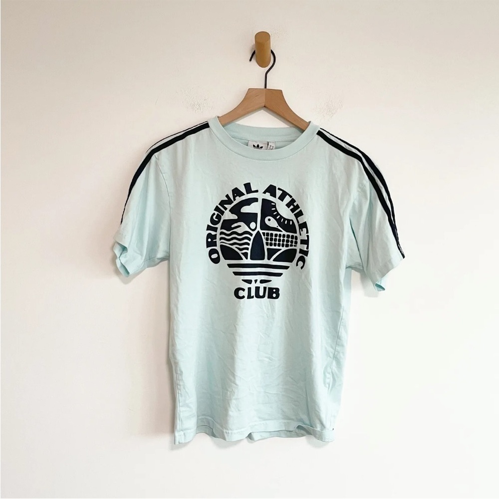 Adidas Men's Cotton T Shirt Original Athletic Club Blue 3 Stripes Small